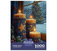 Puzzle pour Adolescents 1000 Pièces Christmas Candles by Window Puzzles pour Adolescents Jeux Relaxants Cadeaux pour Femmes pour Anniversaire, Noël 38x26cm/1000pcs