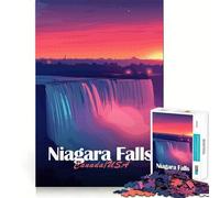 Puzzle pour Adolescents 1000 pièces Chutes du Niagara au Coucher du Soleil Découpe exacte Jeu Casse-tête Cadeau Temps de Jeu Calme Cadeau Artistique de Noël (50x75cm)