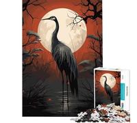 Puzzle pour Adolescents 1000 pièces Cigogne Noire vectorielle Jouet addictif pour cultiver la Patience Jeu Familial Convient aux Couples Excellent Cadeau pour Les Jeux (Dimensions 50x75cm)