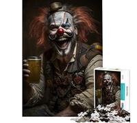 Puzzle pour Adolescents 1000 pièces Clown Effrayant avec bière Jeu Manuel pour Un défi éducatif Jouet pour l'analyse et la logique des Jeux (Dimensions 38x52cm)