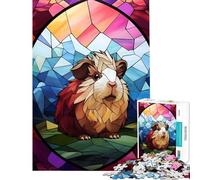 Puzzle pour Adolescents 1000 pièces Cochon d'Inde Vitrail Aide à Faire Travailler Le Cerveau Jeu d'assemblage de Motifs Relaxant Convient aux 14 Ans et Plus (38x52cm)