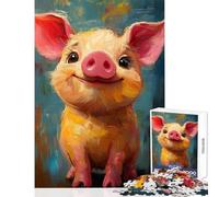 Puzzle pour Adolescents 1000 pièces Cochon Souriant Jeu de Puzzle de 1000 pièces Casse-tête pour Apprendre en s'amusant (38x26cm)