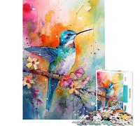 Puzzle pour Adolescents 1000 pièces Colibri Aquarelle Jeu Pratique Jouets Jeux éducatifs Idées Cadeaux Défi Stimulant (Dimensions 75x50cm)