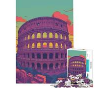 Puzzle pour Adolescents 1000 pièces Colisée Style rétro Milieu du siècle pour Anniversaire Noël Jouet de mémoire décoration Murale Convient aux Personnes de 14 Ans et Plus (50x75cm)