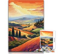 Puzzle pour Adolescents 1000 pièces Collines toscanes d'Italie Jeu au Design Magnifique Une œuvre d'art Jouet Anti-Stress Dimensions:38x52cm