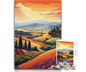 Puzzle pour Adolescents 1000 pièces Collines toscanes d'Italie Jeu au Design Magnifique Une œuvre d'art Jouet Anti-Stress Dimensions:38x52cm