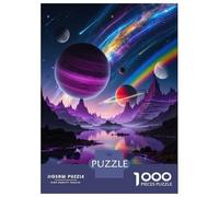 Puzzle pour Adolescents 1000 Pièces Colorful Alien Landscape with Planets Puzzles pour Adultes Jeu Manuel Améliore La Mémoire Interaction Parent-Enfant 38x26cm/1000pcs