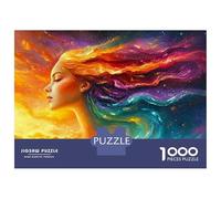 Puzzle pour Adolescents 1000 Pièces Colorful Cosmic Hair Artwork Puzzles pour Adolescents Jeux Relaxants Cadeaux pour Femmes pour Anniversaire, Noël 38x26cm/1000pcs