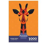 Puzzle pour Adolescents 1000 Pièces Colorful Giraffe Vector Portrait on Bright Orange Puzzle pour Adultes Jeu Pratique Analyse Et Logique Interaction Parent-Enfant 52x38cm/1000pcs