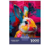 Puzzle pour Adolescents 1000 Pièces Colorful Rabbit Painting Puzzles pour Adultes Jeux Relaxants Décoration Murale Idéal comme Cadeau pour Toute La Famille 52x38cm/1000pcs