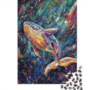 Puzzle pour Adolescents 1000 Pièces Colorful Whale Painting Art Puzzles pour Adultes Assemblage De Motifs Activités Amusantes À La Maison Jeu Stimulant Jouets 70x50cm/1000pcs