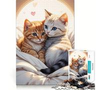 Puzzle pour Adolescents 1000 pièces Compagnons félins Bords impeccables Jeu de réflexion Amusant Moments de détente Décoration de Noël (38x52cm)