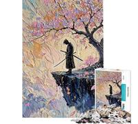 Puzzle pour Adolescents 1000 pièces Contemplation d'un samouraï sous Un Cerisier en Fleurs Puzzle de précision pour Adolescents Jeu de réflexion Parent-Enfant Jeu Familial (Dimensions 50x75cm)