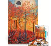 Puzzle pour Adolescents 1000 pièces Coquelicots Rouges Soleil et Arbres décoration Murale Difficile et Stimulant Jeu Cadeau 38x26cm
