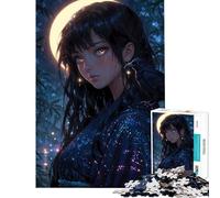 Puzzle pour Adolescents 1000 pièces Corbeau au Clair de Lune︰ Mystère Oriental Activités Amusantes à la Maison Décoration intérieure Jeu Pratique pour Les 14 Ans et Plus (50x75cm)