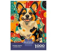 Puzzle pour Adolescents 1000 Pièces Corgi in Retro Style Welsh Corgi Art Print - Vibrant and Abstract Dog Decor Puzzle pour Adultes Jeu De Réflexion Décoration Murale Cadeau Anti-Stress 70x50cm/1000p