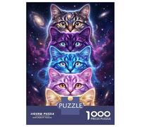 Puzzle pour Adolescents 1000 Pièces Cosmic Cats in Space Puzzle pour Adultes Décoration Murale Jouet Une Œuvre d'art Cadeau d'anniversaire Unique 70x50cm/1000pcs