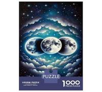 Puzzle pour Adolescents 1000 Pièces Cosmic Moon Phase Art Print Puzzles pour Adolescents Jeux Relaxants Décoration Parfaite Interaction Parent-Enfant 70x50cm/1000pcs