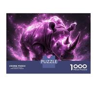 Puzzle pour Adolescents 1000 Pièces Cosmic Rhino in Purple Nebula Puzzles pour Adultes Jeu Manuel Améliore La Mémoire Interaction Parent-Enfant 52x38cm/1000pcs
