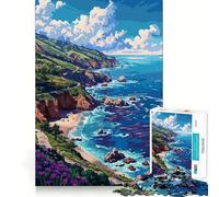 Puzzle pour Adolescents 1000 pièces Côte californienne Pixel Art Pièces emboîtables Jeu de logique Amusant et Silencieux Jeu d'art d'anniversaire (50x75cm)