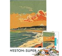 Puzzle pour Adolescents 1000 pièces Coucher de Soleil à Weston-Super-Mare Puzzle pour Adultes Jeu de réflexion Cadeau pour Femmes Offre en Cadeau pour Toute la Famille (Dimensions 38x26cm)