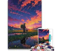 Puzzle pour Adolescents 1000 pièces, Coucher de Soleil dans Une rizière, Beau Design, Jeu, décoration Parfaite, idées Cadeaux (38x52cm)