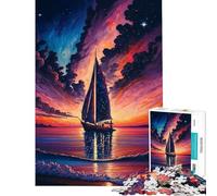 Puzzle pour Adolescents 1000 pièces Coucher de Soleil Magique Jeu Manuel pour Un défi éducatif Un pour développer l'analyse et la logique (Dimensions 50x75cm)