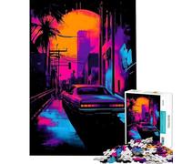 Puzzle pour Adolescents 1000 pièces Coucher de Soleil rétro sur Le thème de la Ville Jeu éducatif et Stimulant pour Toute la Famille Défi Difficile pour Les Amateurs de Jeux (50x75cm)