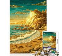 Puzzle pour Adolescents 1000 pièces Coucher de Soleil sur la côte dorée Jeu éducatif d'analyse et de logique Décoration intérieure Jouet Cadeau Unique pour Anniversaire et Noël (38x52cm)