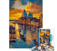 Puzzle pour Adolescents 1000 pièces Coucher de Soleil sur Les canaux de Venise Jeu éducatif et Pratique d'analyse et de logique Idée Cadeau (Dimensions 50x75cm)