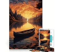 Puzzle pour Adolescents 1000 pièces,Coucher de Soleil sur Un Bateau,Illustration aux Bords précis,Jeu de Concentration, pour des Moments de détente,Illustration de Noël (38x52cm)