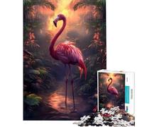Puzzle pour Adolescents 1000 pièces Coucher de Soleil Tropical Flamant Rose Jeu Manuel éducatif et Stimulant pour développer l'analyse et la logique (Dimensions 50x75cm)