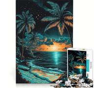 Puzzle pour Adolescents 1000 pièces Coucher de Soleil Tropical Plage Crayon à gratter Jouet à Faire soi-même découpe de précision avec des pièces de Formes aléatoires Parfaitement emboîtables 38x26cm