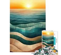 Puzzle pour Adolescents 1000 pièces Coucher de Soleil Vagues Océan Puzzle Abstrait pour Adultes Jeux relaxants Assemblage de Motifs Activités Amusantes à la Maison (Dimensions 38x52cm)