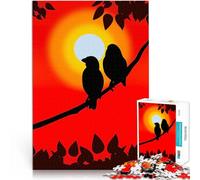 Puzzle pour Adolescents 1000 pièces Couple d'oiseaux sur Une Vue du Coucher de Soleil Casse-tête Une œuvre d'art 52x38cm