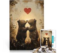 Puzzle pour Adolescents 1000 pièces Couple d'ours Amoureux Jouets Jeux éducatifs Soulagement du Stress Une œuvre d'art 38x26cm