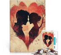 Puzzle pour Adolescents 1000 pièces Couple Silhouette dans Le cœur Jeu éducatif Familial Car C'est Un pour Toute la Famille 52x38cm