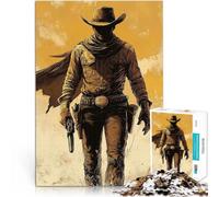 Puzzle pour Adolescents 1000 pièces Cowboy Solitaire dans l'Ouest Coupe de précision est idéal comme Cadeau pour Toute la Famille 38x26cm