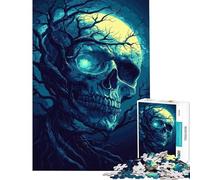 Puzzle pour Adolescents 1000 pièces Crâne Arbre Lune Défi à compléter pour Toute la Famille Jeux éducatifs Amusants pour Les 14 Ans et Plus (38x26cm)