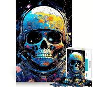 Puzzle pour Adolescents 1000 pièces Crâne d'astronaute dans l'espace Art de qualité supérieure Découpe Premium Jeu Amusant et Intelligent Cadeau Facile à Jouer Pièce d'art de Noël (50x75cm)