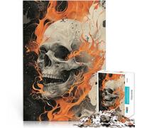 Puzzle pour Adolescents 1000 pièces Crâne englouti par Les Flammes Assemblage du modèle est idéal comme Cadeau pour Toute la Famille 38x26cm