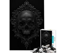 Puzzle pour Adolescents 1000 pièces Crâne Noir Baroque Jeu Relaxant Jouet addictif pour cultiver la Patience Cadeau d'anniversaire pour s'amuser en Famille (Taille 75x50cm)