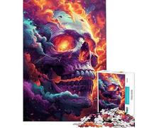 Puzzle pour Adolescents 1000 pièces Crâne psychédélique Espace Difficile et Stimulant Cadeau d'anniversaire Jeu éducatif pour Les 14 Ans et Plus Jeu de Puzzle Offert (38x26cm)