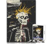 Puzzle pour Adolescents 1000 pièces Crâne Punk Squelette Décoration Parfaite Jeu Pratique Cadeau de Père Noël Secret (Taille 50x75cm)