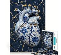 Puzzle pour Adolescents 1000 pièces Cœur brisé Art Kintsugi Découpe serrée Casse-tête logique Amusant Jeu de détente et de Divertissement Cadeau Artistique de Noël (38x52cm)