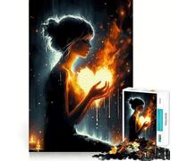 Puzzle pour Adolescents 1000 pièces Cœur brûlant Décoration découpée soignée Jouet créatif et Amusant Jeu de Paix Pièce d'art de Noël (50x75cm)