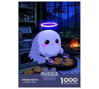 Puzzle pour Adolescents 1000 Pièces Cute Ghost Baking Cookies Illustration Puzzles pour Adultes Jeux De Détente Découpe De Précision Offre Spéciale pour Toute La Famille 38x26cm/1000pcs