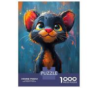 Puzzle pour Adolescents 1000 Pièces Cute Oil Paint Panther Puzzle pour Adultes Jeu De Réflexion Décoration Murale Cadeau Anti-Stress 70x50cm/1000pcs
