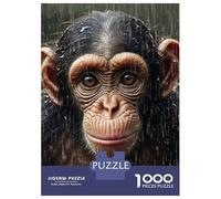Puzzle pour Adolescents 1000 Pièces Cute Wet Chimpanzee Puzzles pour Adultes Jeu Manuel Décoration Murale Cadeaux Uniques pour Anniversaire Et Noël 38x26cm/1000pcs