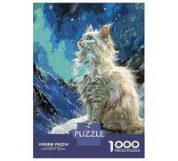 Puzzle pour Adolescents 1000 Pièces Cute White Cat Vintage Puzzles pour Adultes Jeux Relaxants Décoration Murale Idéal comme Cadeau pour Toute La Famille 38x26cm/1000pcs